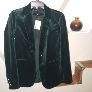 Green velvet blazer